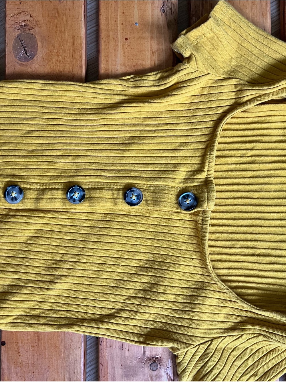 LAWLESS Ribbed Button-Front Yellow Top
